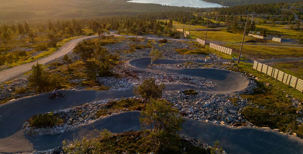 Drone image of Pyhä's new dh mtb route